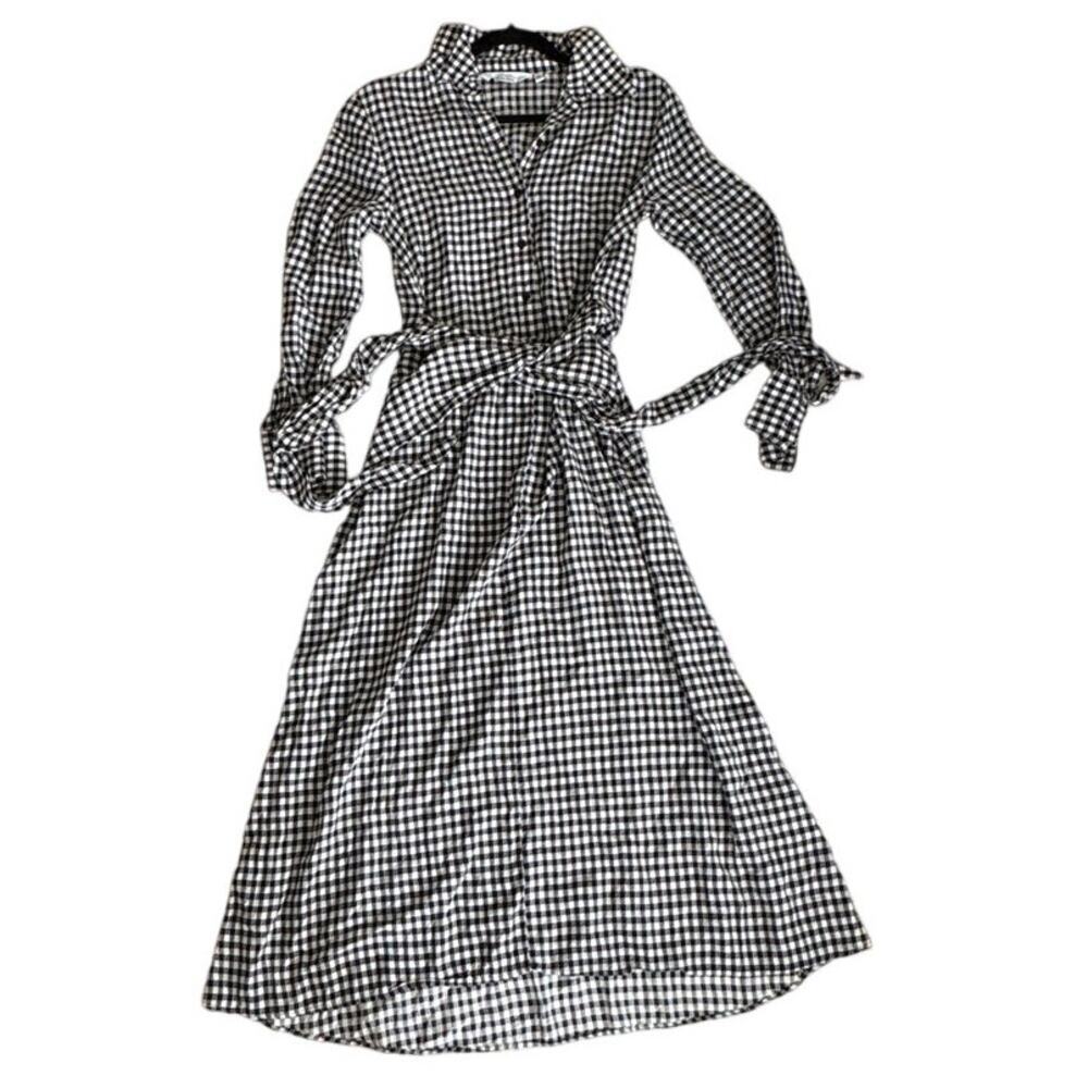 & Other Stories Gingham Wrap Midi Dress Size 4